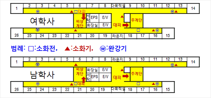 글로벌하우스 비상시 대피 동선